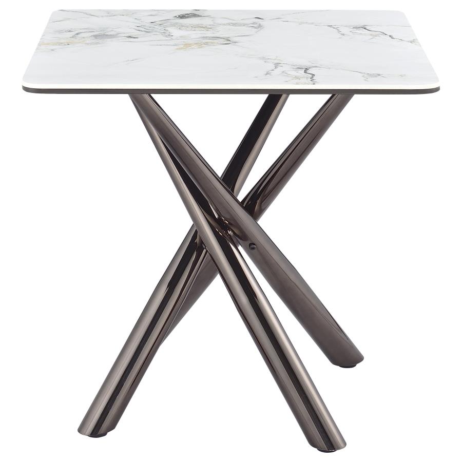 Carvell Square Sintered Stone End Side Table Mirage White view 6