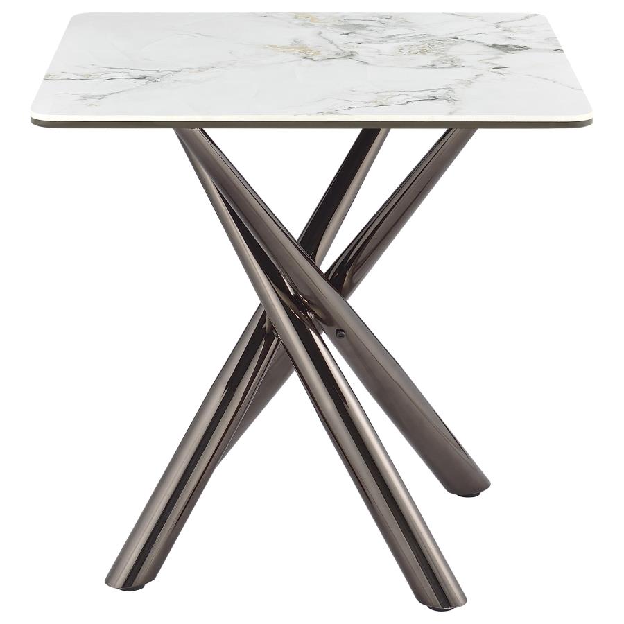 Carvell Square Sintered Stone End Side Table Mirage White view 7