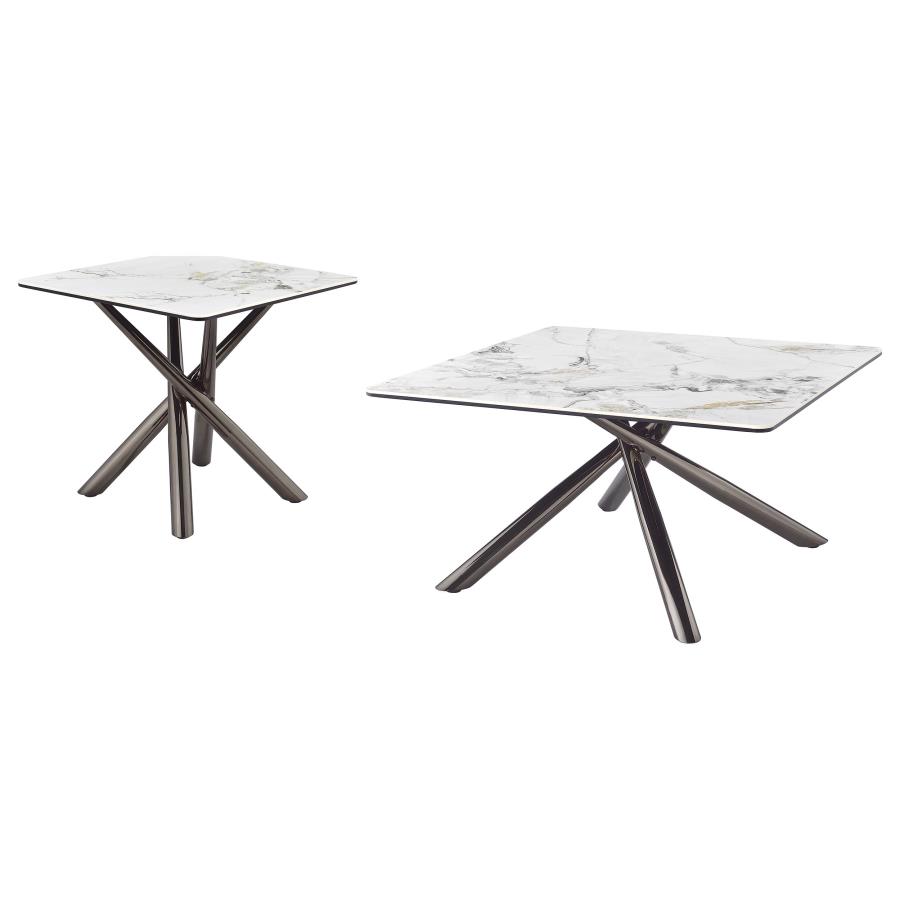 Carvell 2-piece Square Coffee and End Table Set Mirage White view 2