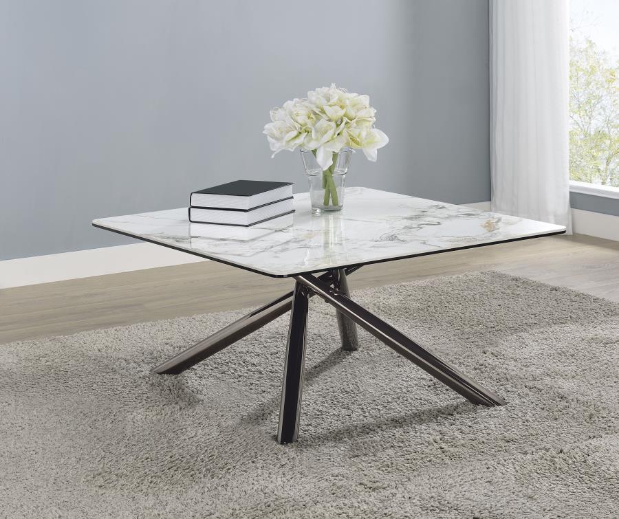 Carvell Square Sintered Stone Top Coffee Table Mirage White view 2