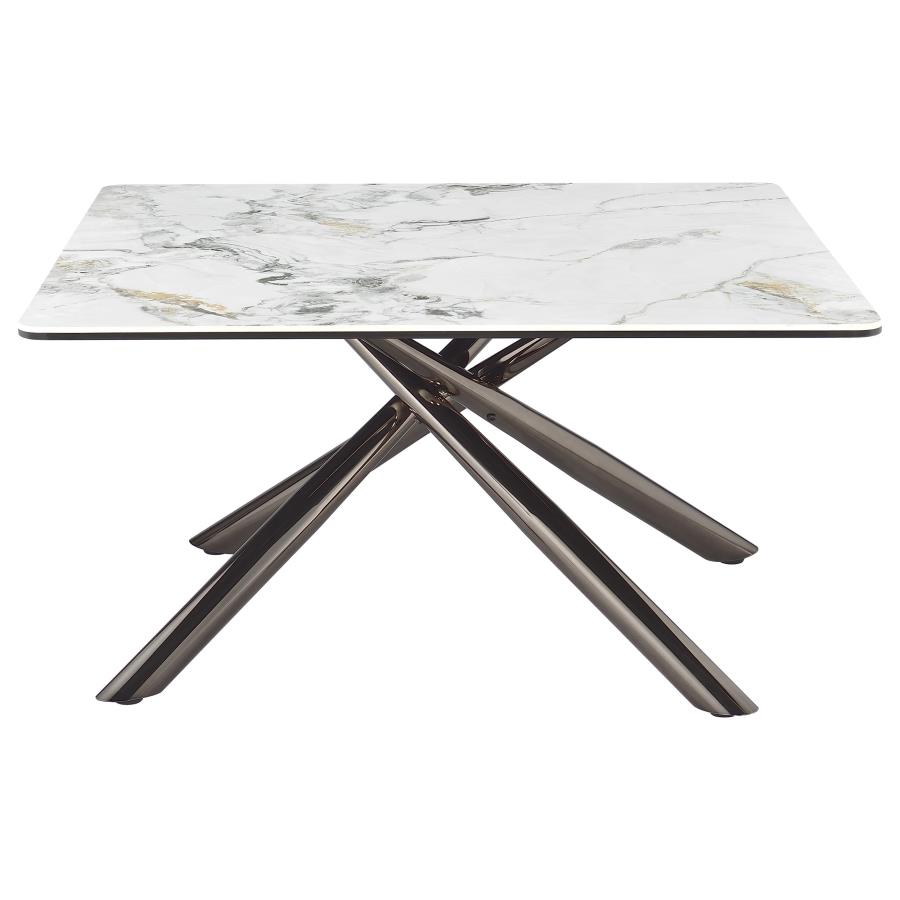 Carvell Square Sintered Stone Top Coffee Table Mirage White view 4