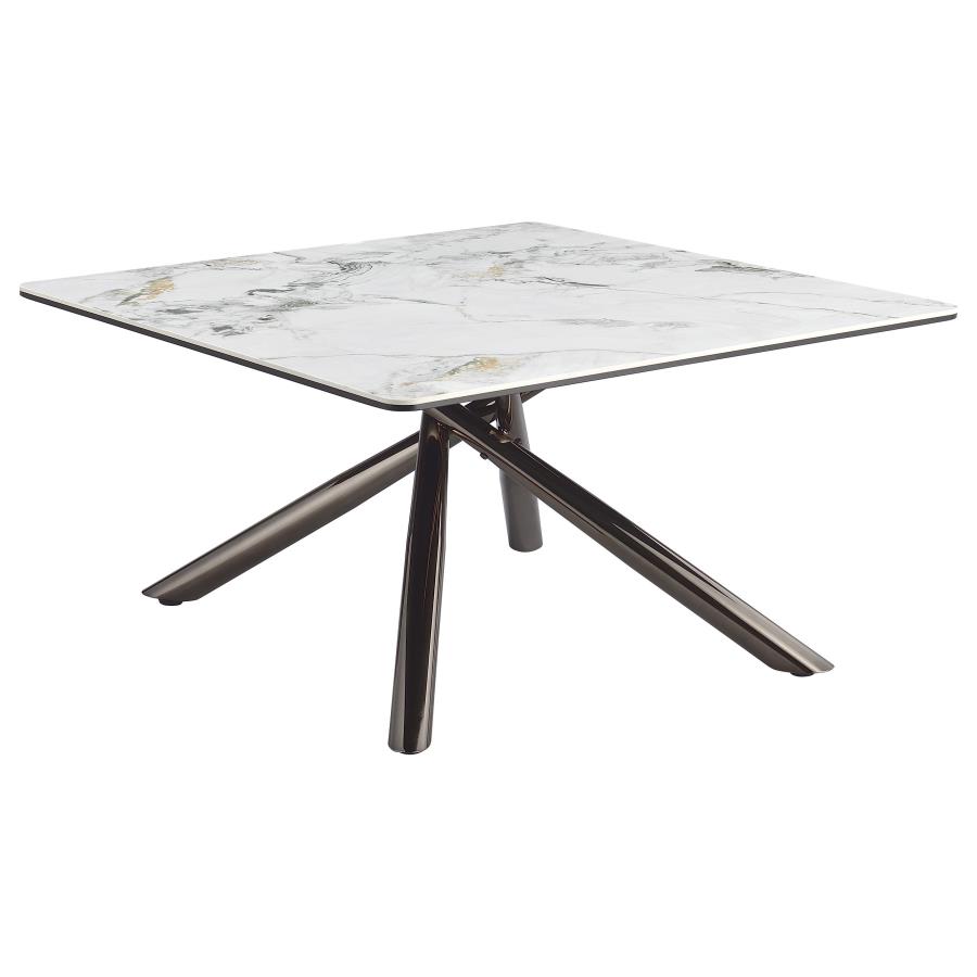 Carvell Square Sintered Stone Top Coffee Table Mirage White view 5