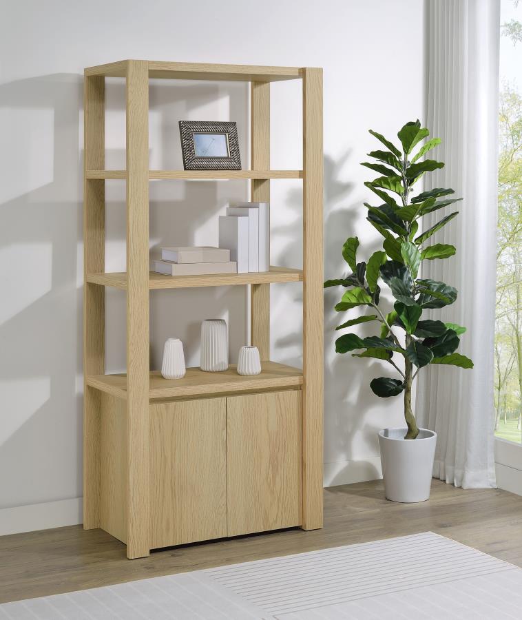 Laurelton 3-shelf Media Tower Tall Pier Cabinet Light Oak view 2