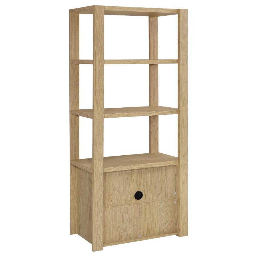 Laurelton 3-shelf Media Tower Tall Pier Cabinet Light Oak view 7