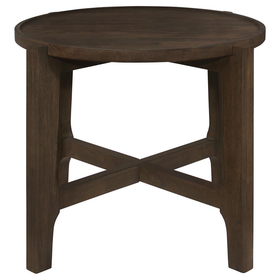 Cota Round Solid Wood End Table Dark Brown view 3