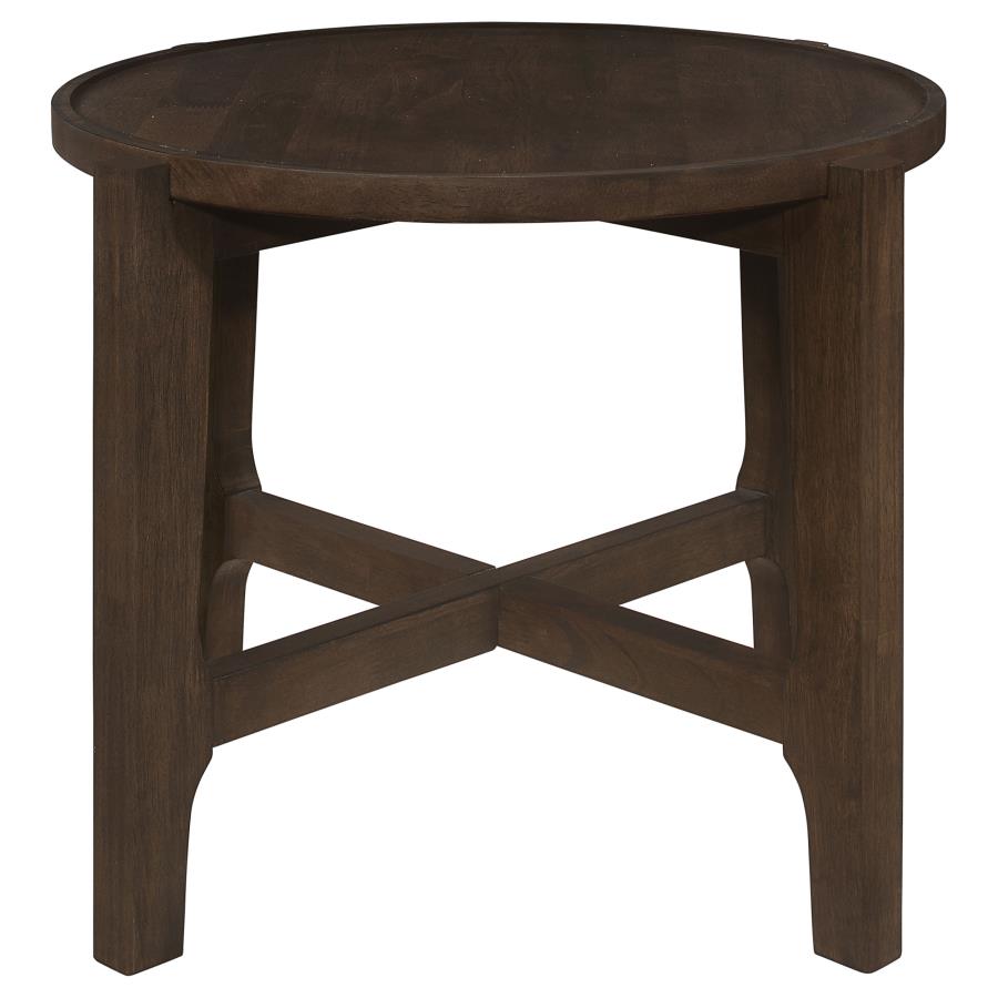 Cota Round Solid Wood End Table Dark Brown view 4
