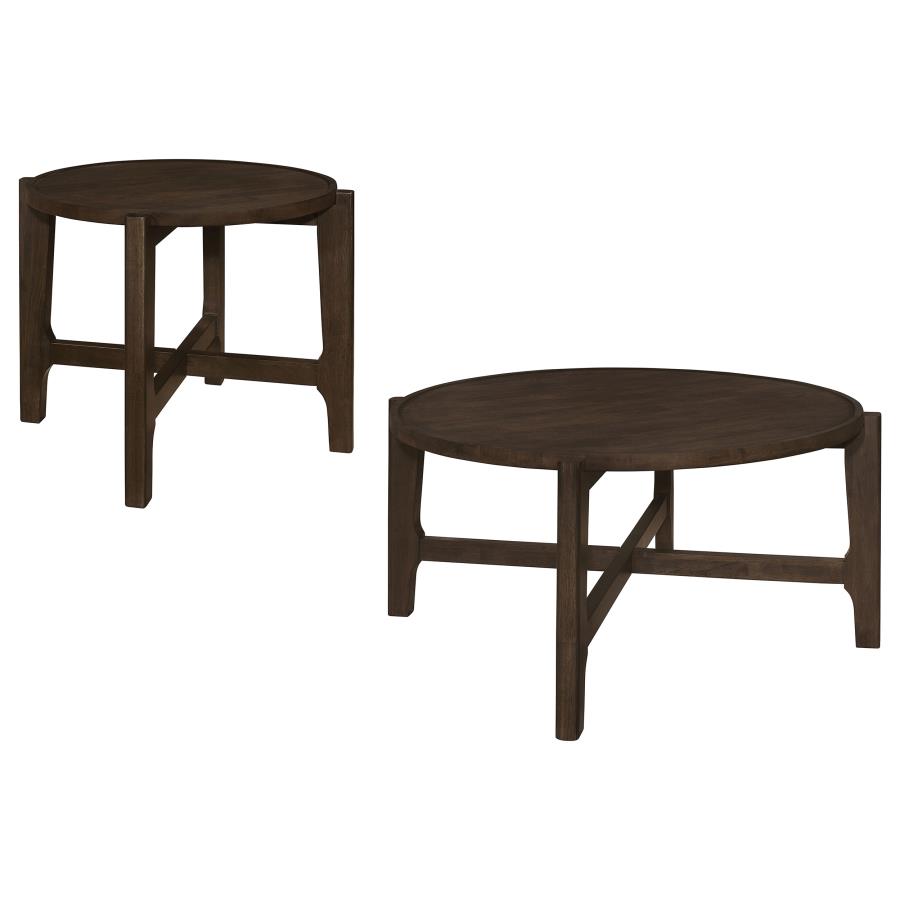 Cota 2-piece Solid Wood Coffee and End Table Set Dark Brown view 2