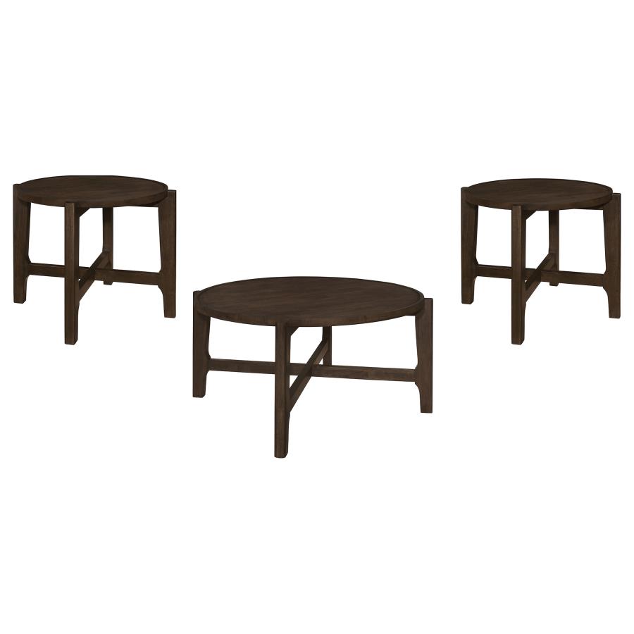 Cota 3-piece Solid Wood Coffee and End Table Set Dark Brown view 2