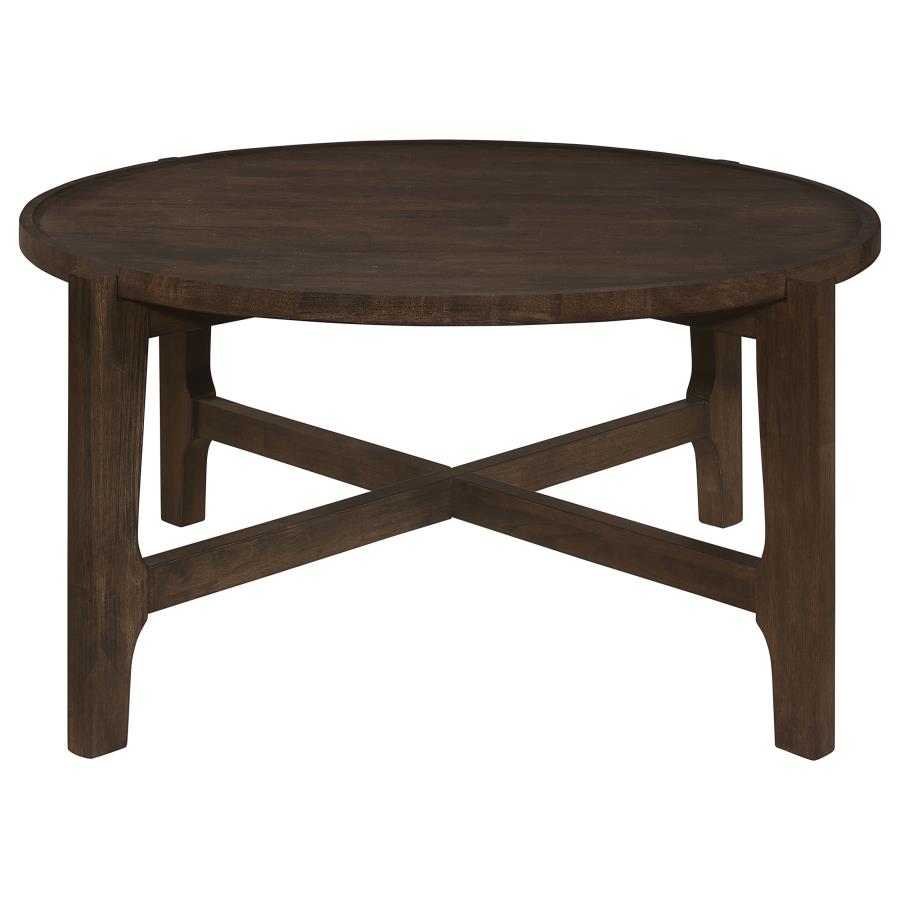 Cota Round Solid Wood Coffee Table Dark Brown view 3
