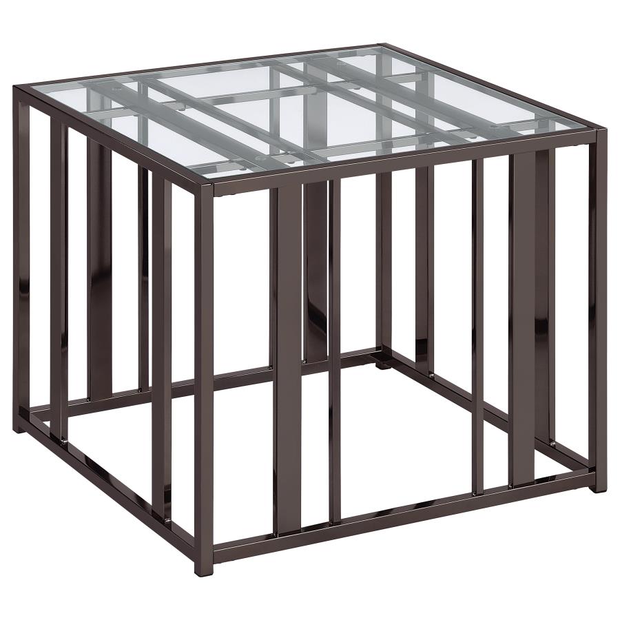 Adri Rectangular Glass Top Side End Table Black Nickel view 6