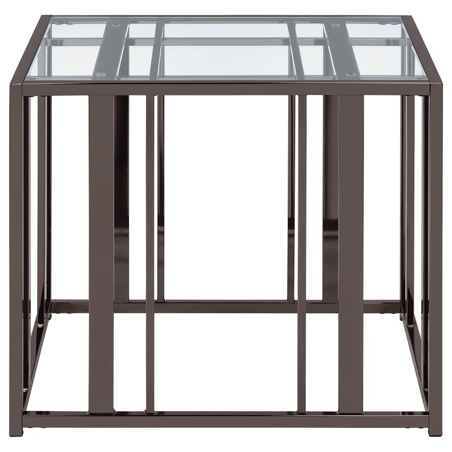 Adri Rectangular Glass Top Side End Table Black Nickel view 7