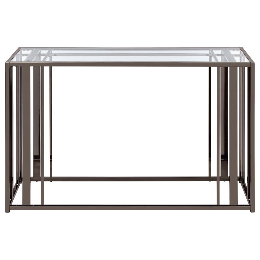 Adri Glass Top Entryway Console Table Black Nickel view 3