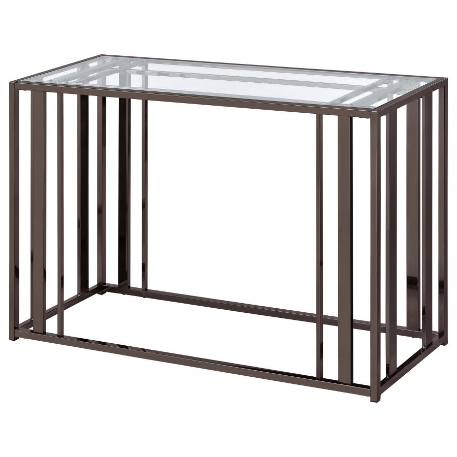 Adri Glass Top Entryway Console Table Black Nickel view 4