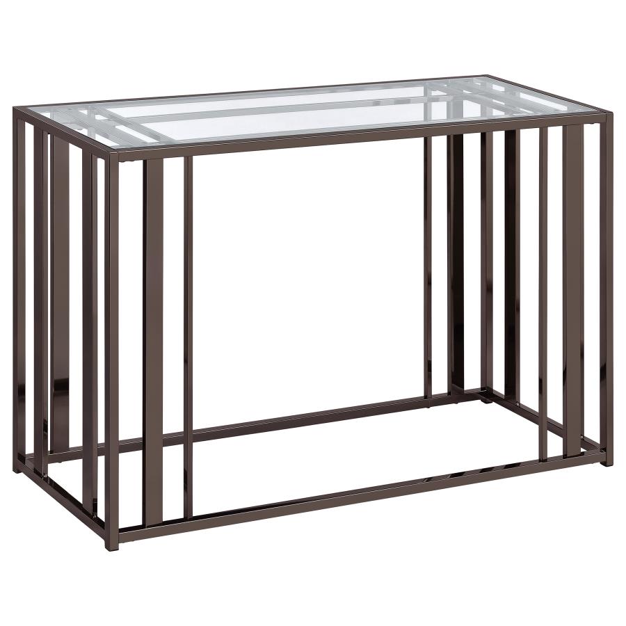 Adri Glass Top Entryway Console Table Black Nickel view 6