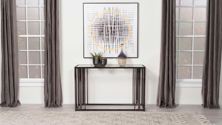 Adri Glass Top Entryway Console Table Black Nickel view 2