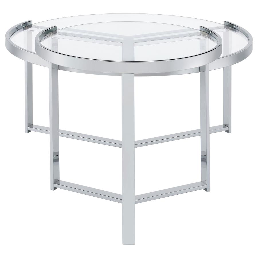 Delia 2-Piece Round Glass Top Nesting Coffee Table Chrome view 7