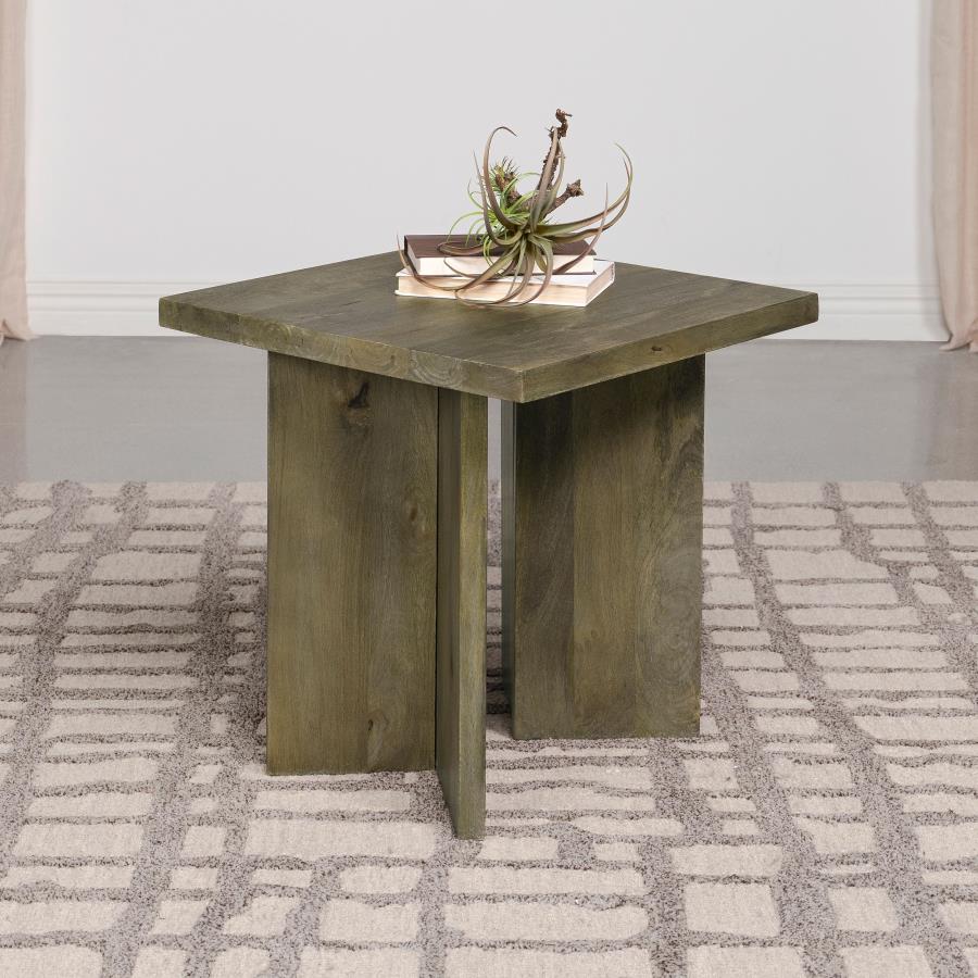 Andando Square Solid Wood End Table Mango Brown view 2