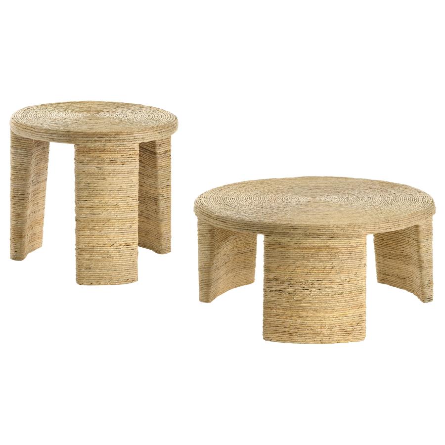 Artina 2-piece Rattan Coffee and End Table Set Natural view 2