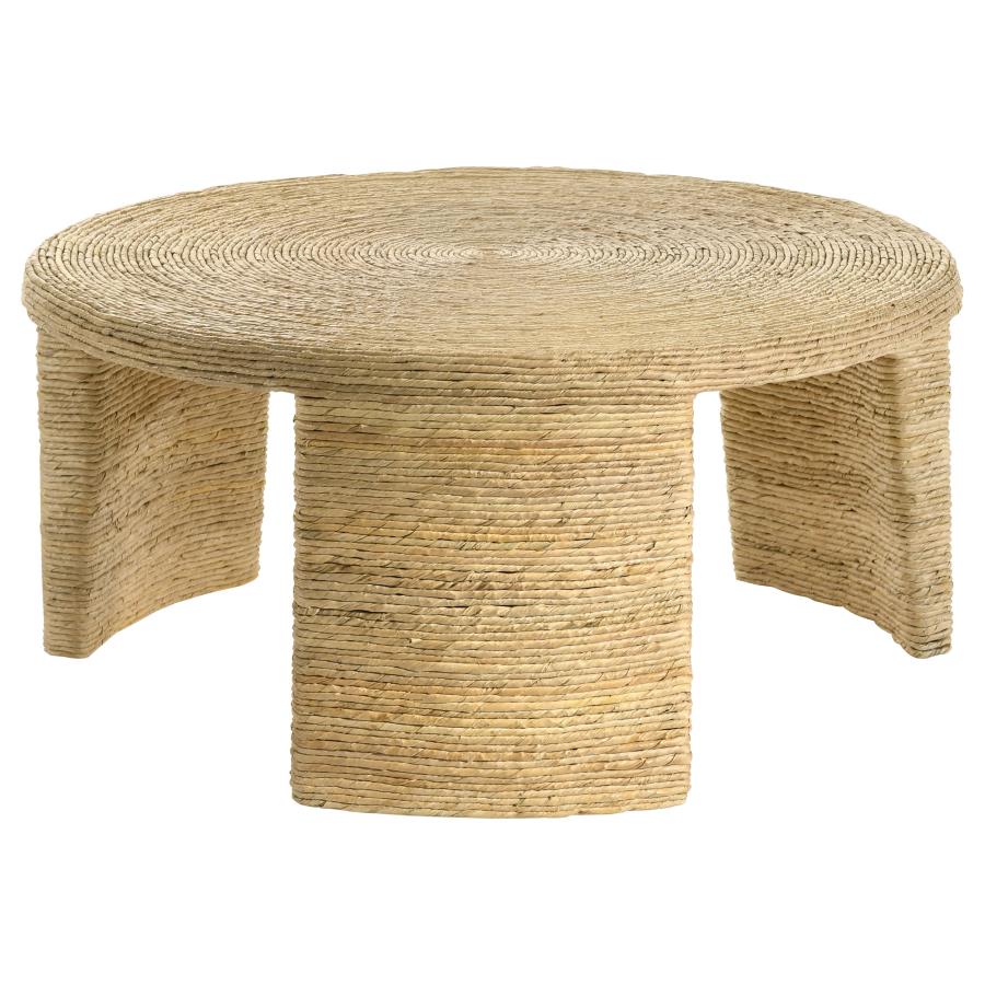 Artina Woven Rattan Round Coffee Table Natural Brown view 3