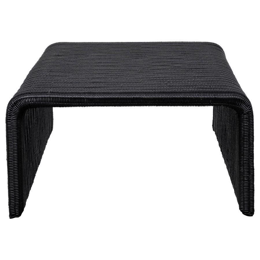 Cahya Woven Rattan Square Coffee Table Black view 3