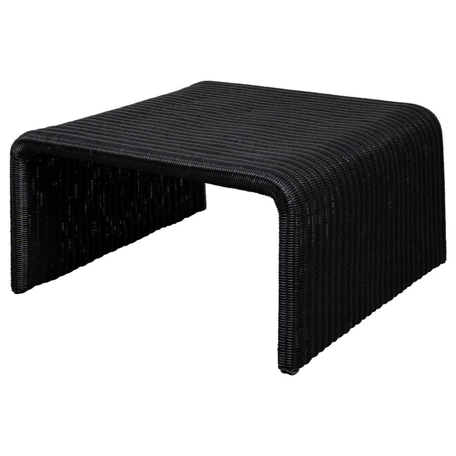 Cahya Woven Rattan Square Coffee Table Black view 4