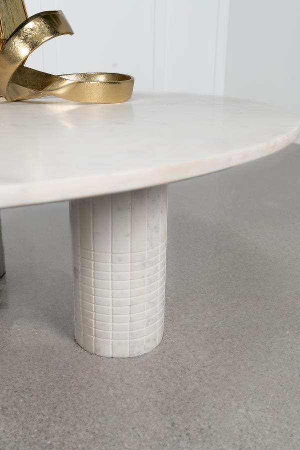 Astoria Round Genuine Marble Coffee Table White view 4