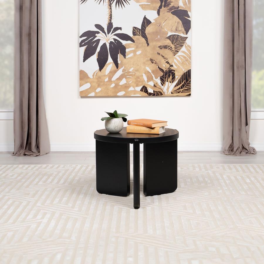 Cordova Round Solid Wood End Table Black view 2