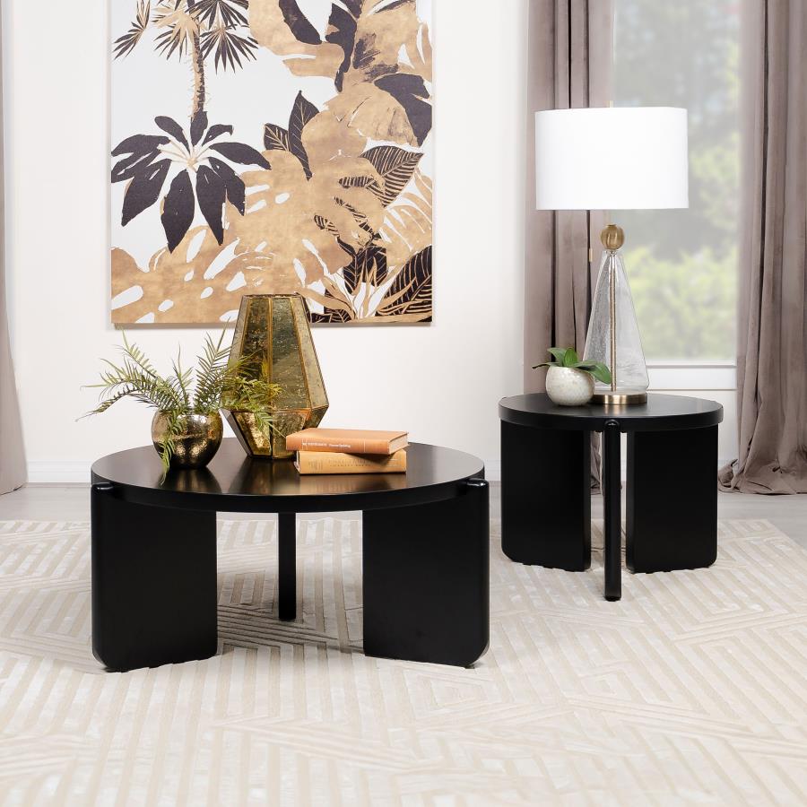 Cordova Round Solid Wood End Table Black view 6