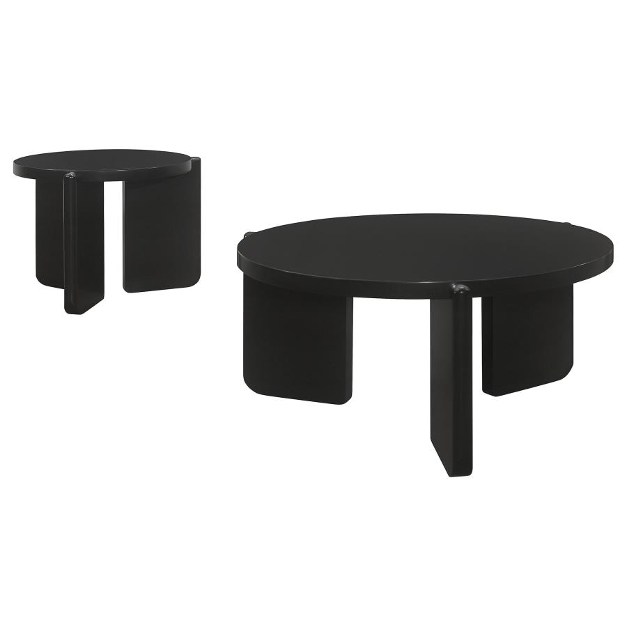 Cordova 2-piece Solid Wood Coffee and End Table Set Black view 2