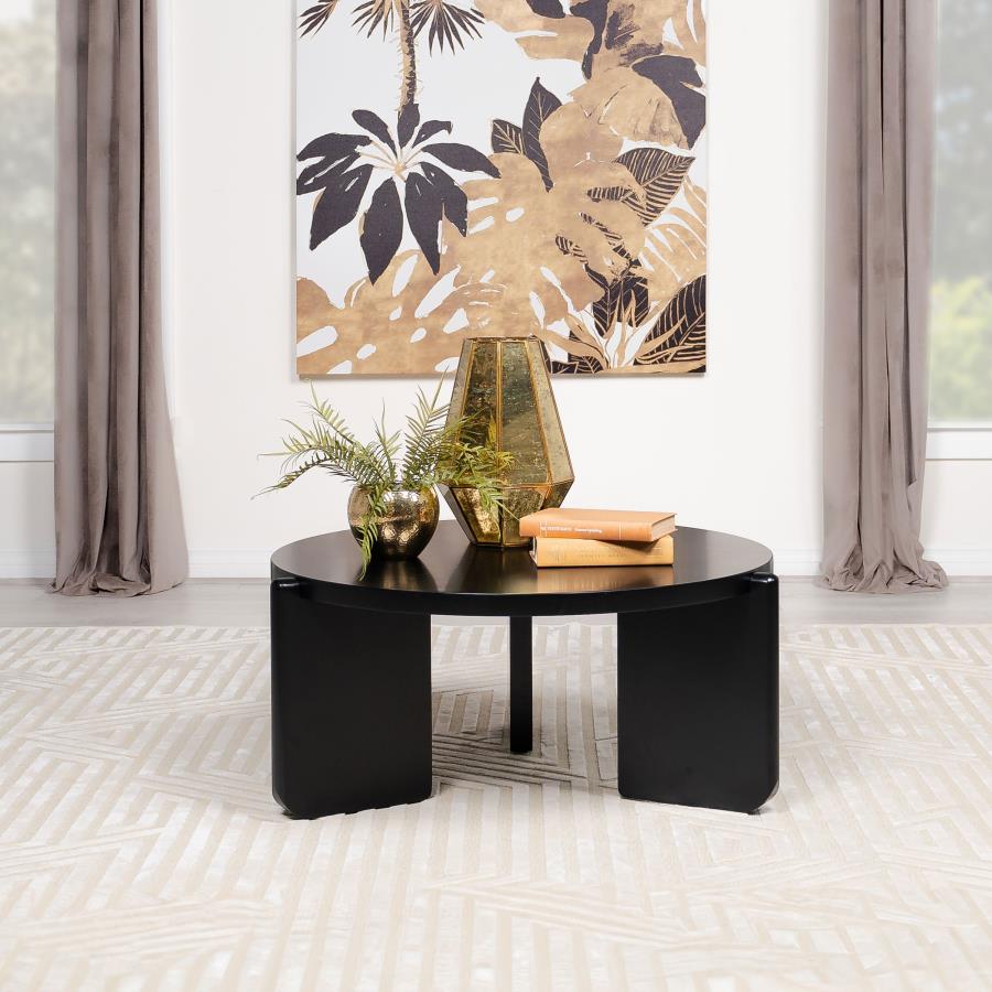 Cordova Round Solid Wood Coffee Table Black view 2