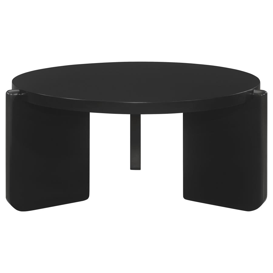 Cordova Round Solid Wood Coffee Table Black view 3