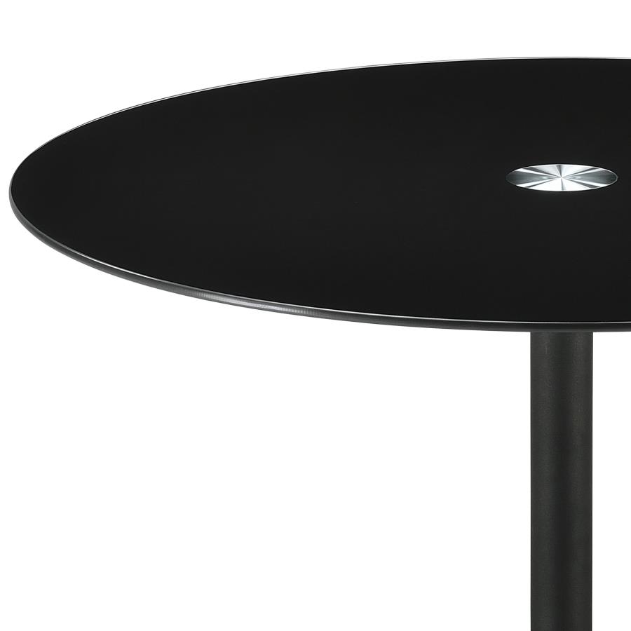 Ganso Round Metal End Table With Tempered Glass Top Black view 3