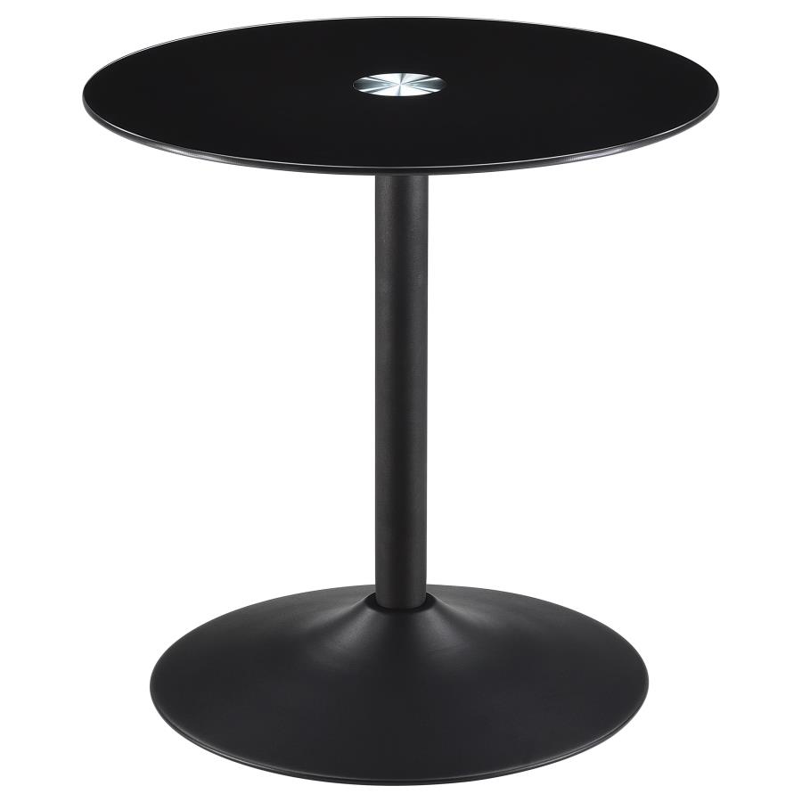 Ganso 3-piece Round Glass Top Coffee and End Table Set Black view 3