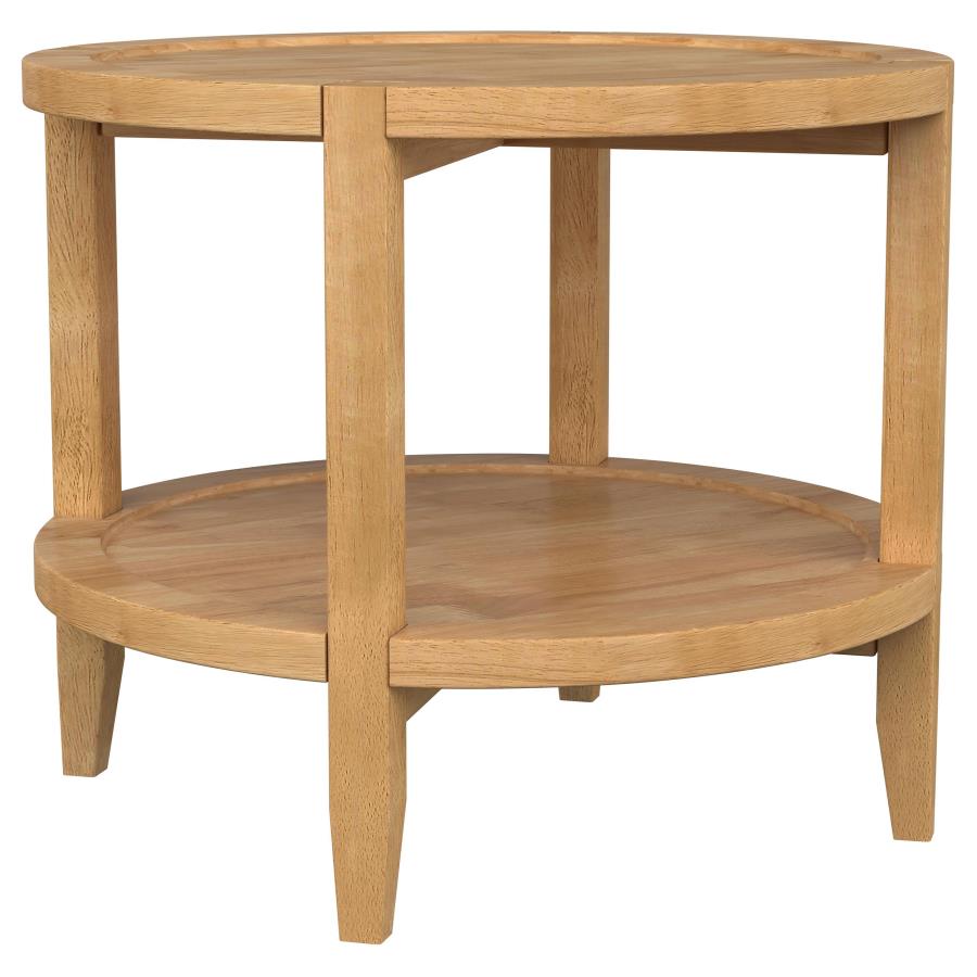 Camillo Round Solid Wood Side End Table Maple Brown view 3
