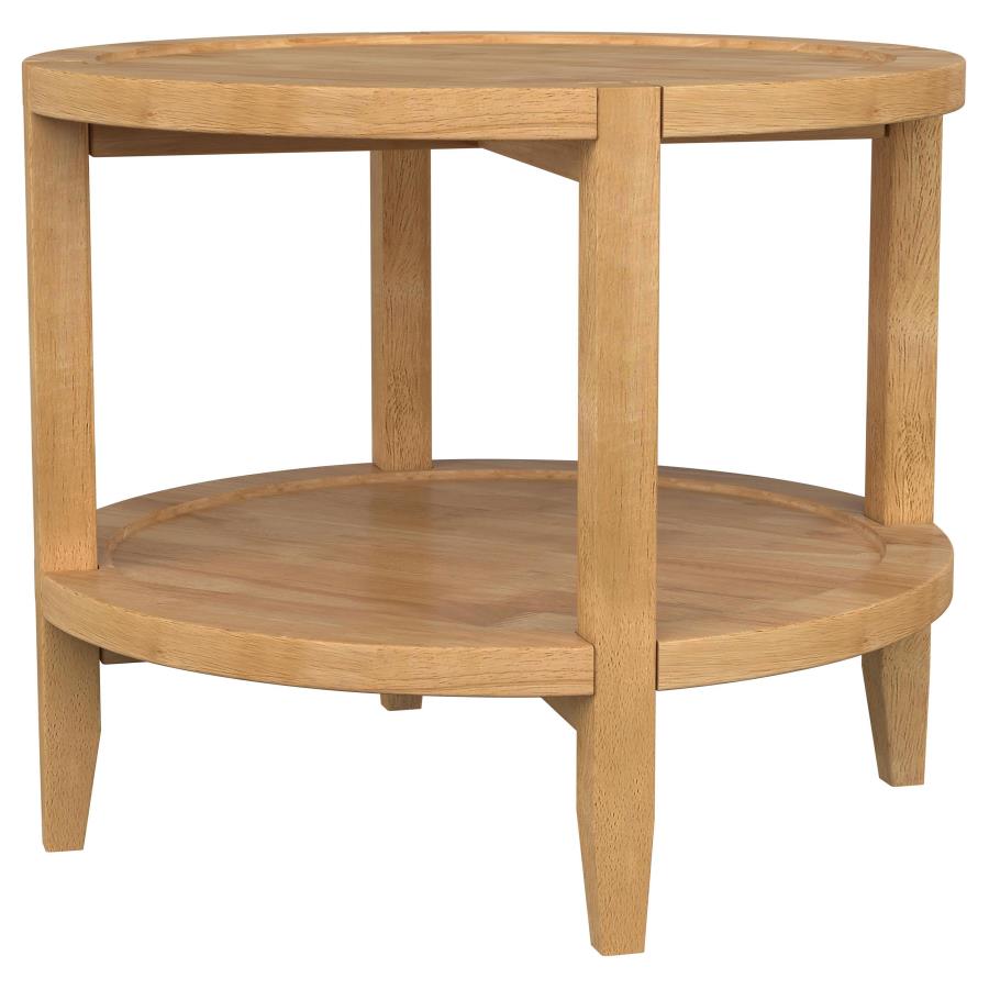 Camillo Round Solid Wood Side End Table Maple Brown view 4