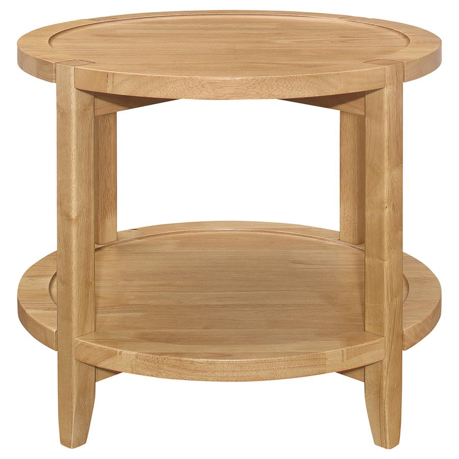Camillo Round Solid Wood Side End Table Maple Brown view 5