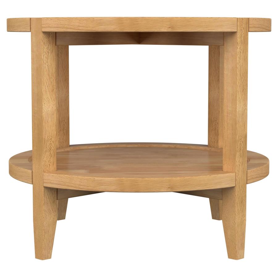 Camillo Round Solid Wood Side End Table Maple Brown view 6