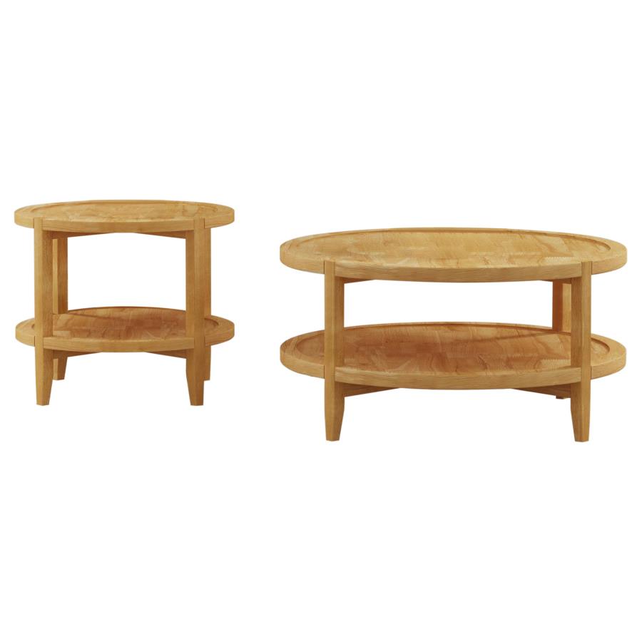 Camillo 2-piece Round Coffee and End Table Set Maple view 2