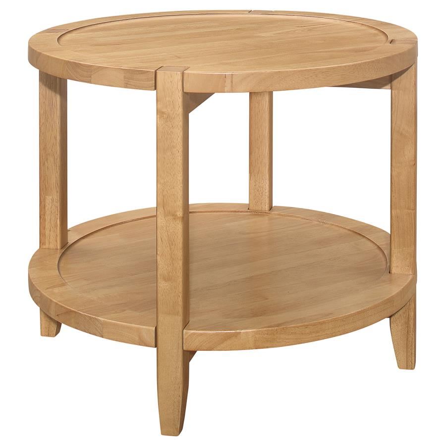 Camillo 2-piece Round Coffee and End Table Set Maple view 3