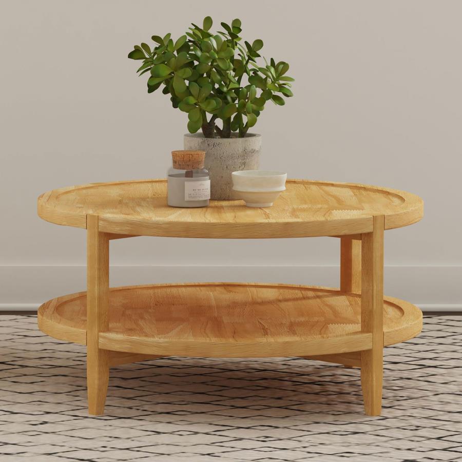 Camillo Round Solid Wood Coffee Table Maple Brown view 2