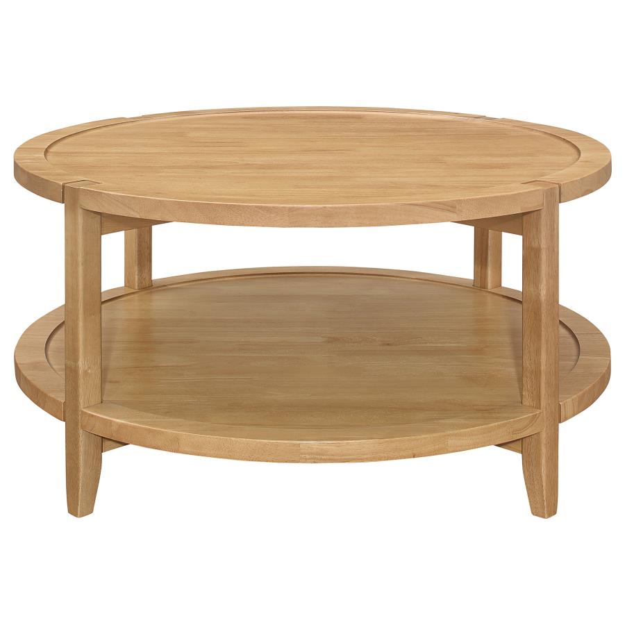 Camillo Round Solid Wood Coffee Table Maple Brown view 5