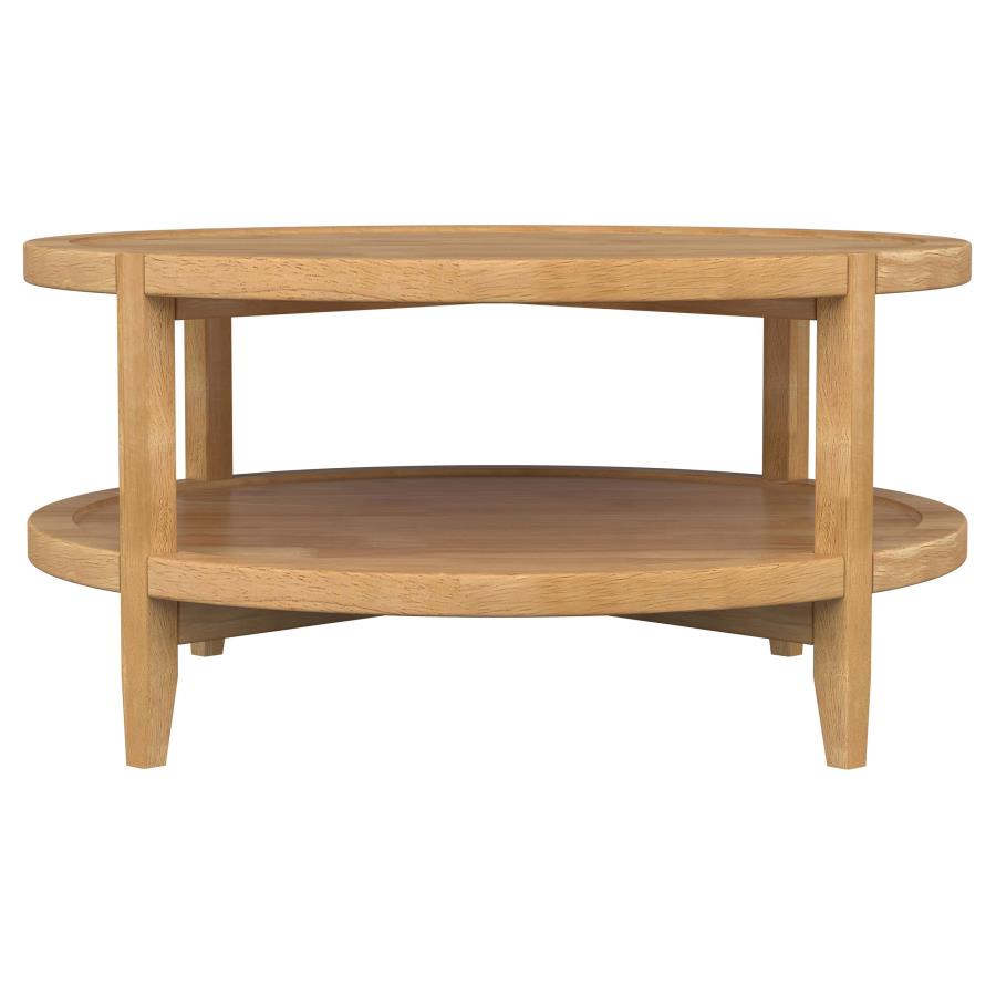 Camillo Round Solid Wood Coffee Table Maple Brown view 6