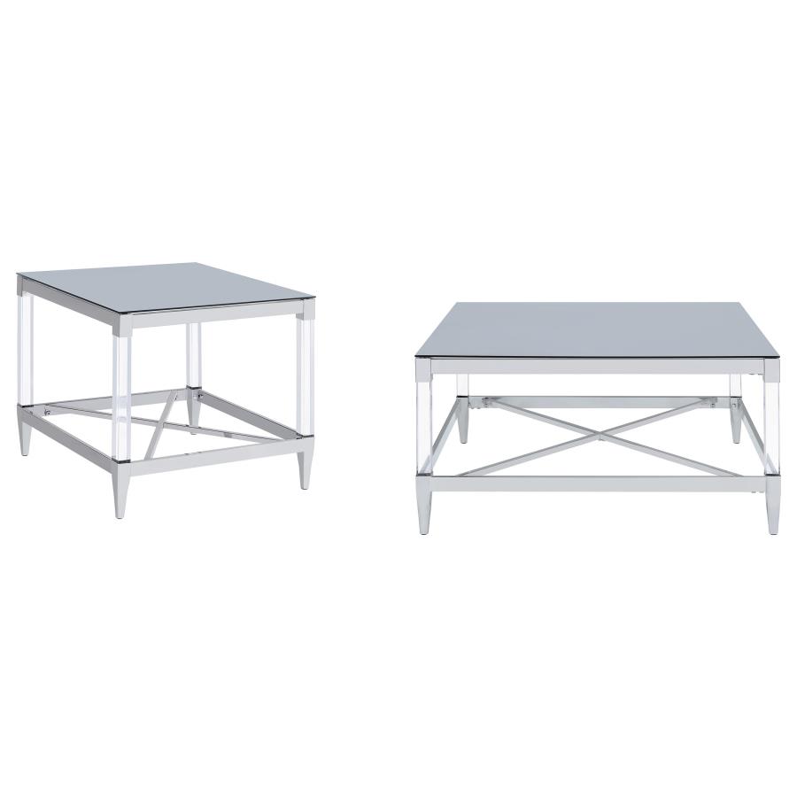 Lindley 2-piece Square Coffee and End Table Set Chrome view 2