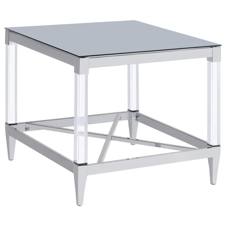 Lindley 2-piece Square Coffee and End Table Set Chrome view 3