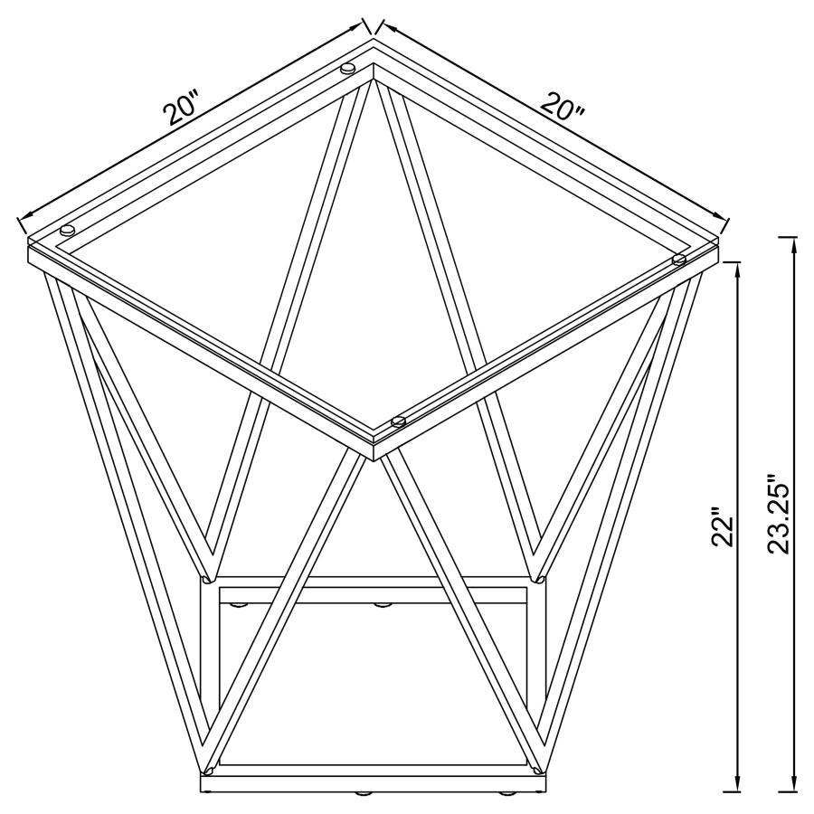 Brittania Square Glass Top Geometric End Table Nickel view 7