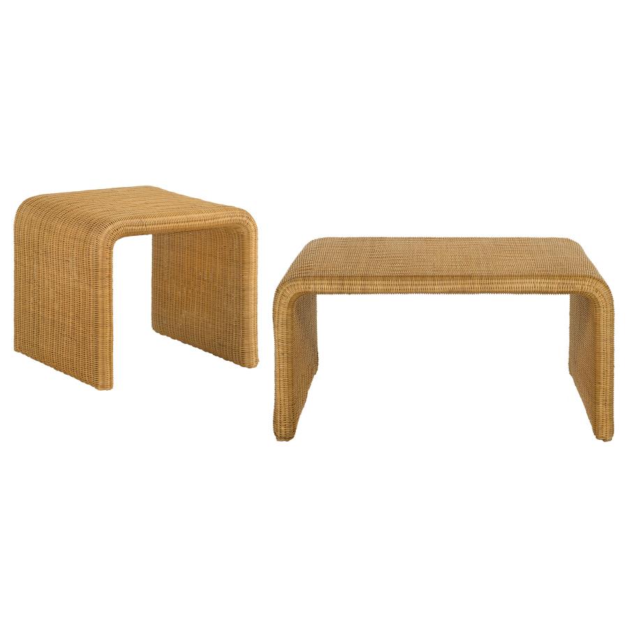 Cahya 2-piece Rattan Coffee and End Table Set Natural view 2