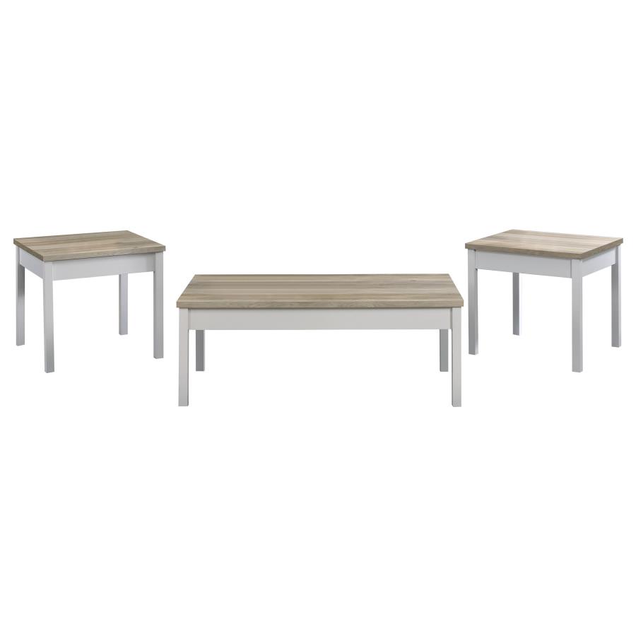 Stacie 3-piece Coffee Table Set Distressed Pine and White view 2