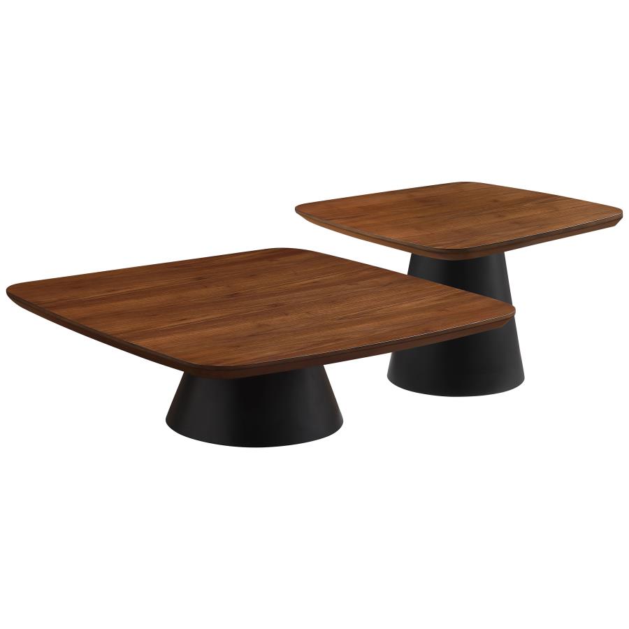 Eason 2-piece Coffee Table Set Walnut and Black view 2