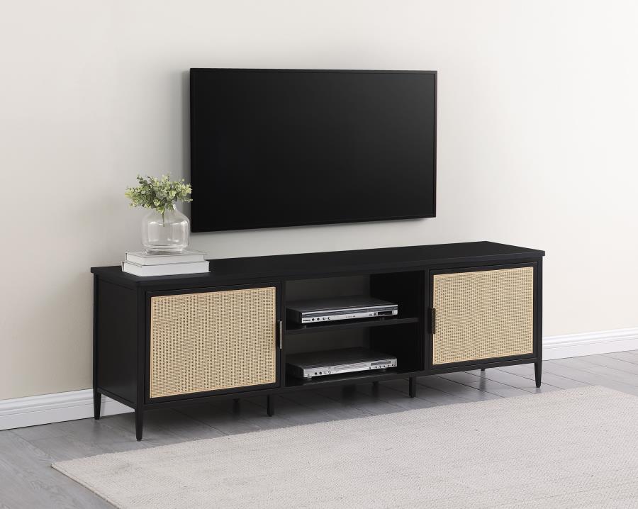 Amherst 2-door 70-inch Metal TV Stand Media Console Black view 2