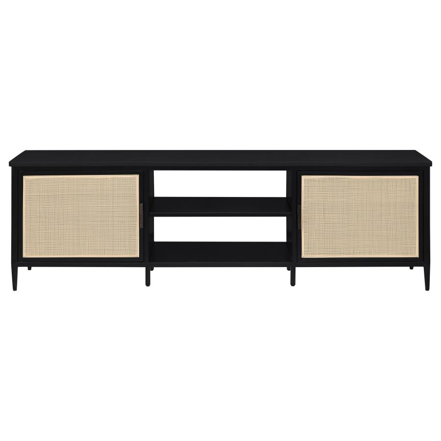 Amherst 2-door 70-inch Metal TV Stand Media Console Black view 2